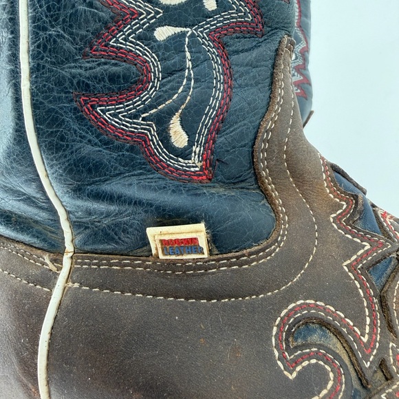 Rockin Leather Women’s Tall Distressed Brown Boot w/ Blue Shaft 2121 Size 9.5 - Picture 4 of 10